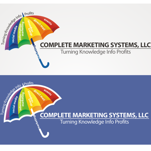 New Brand Dev Umbrella Concept to illustrate Info Marketing Logo