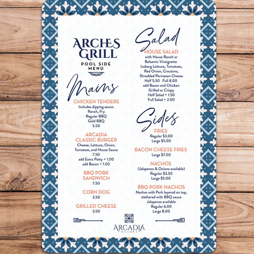 Poolside Grill Menu in Southern Utah Design by athenabelle
