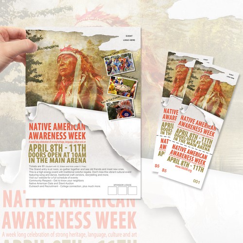 New design wanted for TicketPrinting.com Native Amerian Awareness Week POSTER & EVENT TICKET Ontwerp door Pryority