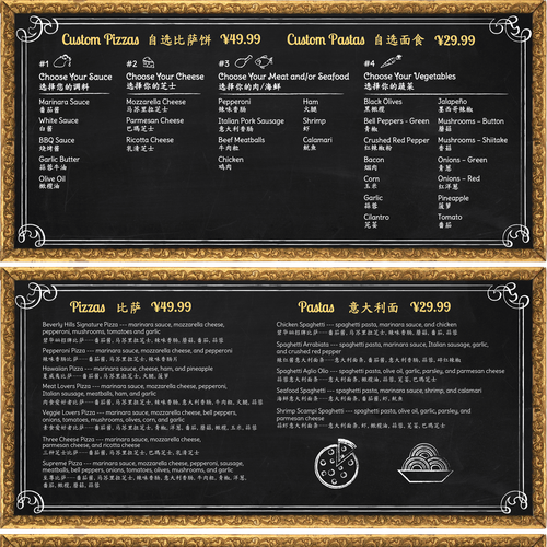 Diseño de Design a Chalkboard Menu Board for a Gourmet Pizza Restaurant de MilenaST