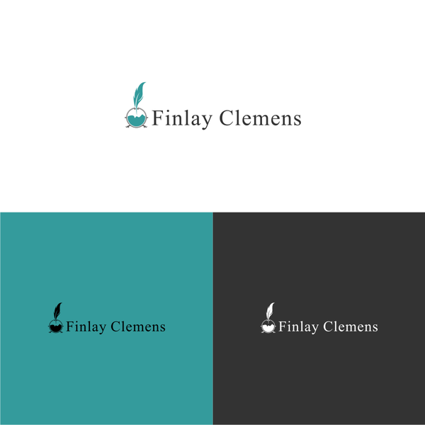 Design by Blud_one titled "Elegant and simple using a stylized quill. Both names same size."