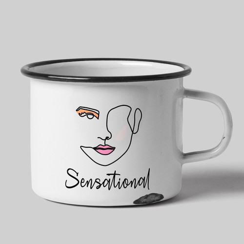 Quirky enamel mug illustration for concept stores - female empowerment Design by GloriaSánchezArtist