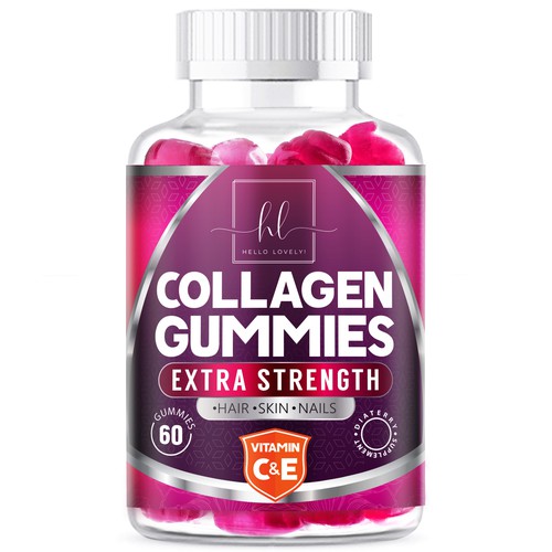 Hello Lovely needs a Collagen Gummies product label Design by agooshe