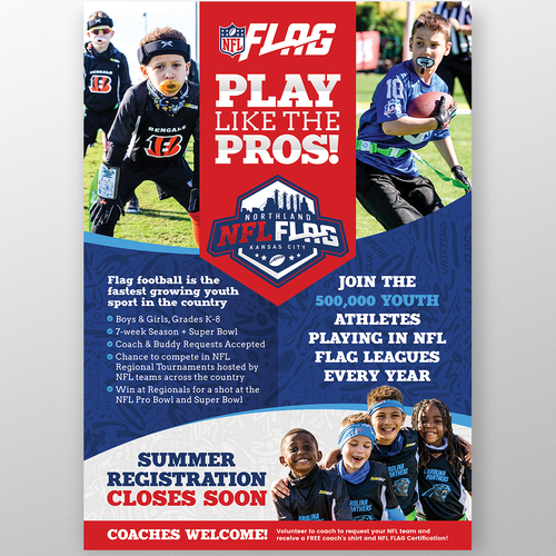 Exciting nfl flag youth football flyer for schools