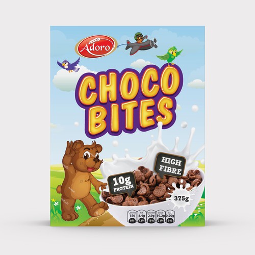 Design a kid friendly packaging (box) for our cereal brand Design by Shark1@