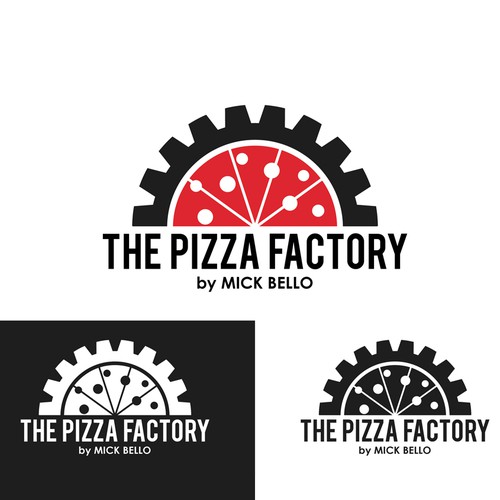 Design a hip logo for a new pizza shop called The Pizza Factory by Mick