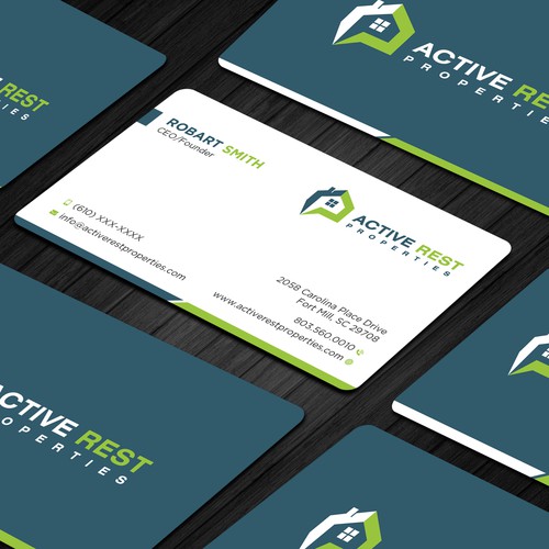 Modern Business Cards for Active Rest Properties Design by Brandmaker artist