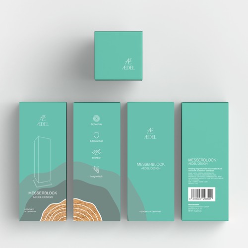 Design of an elegant product packaging for the first product of a new brand. Rotating knife block Design by Ahmed.elroumi