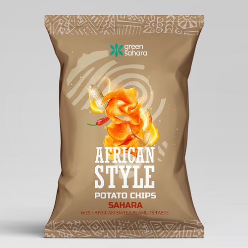 Design African style potato chips packaging Design by Noha.Akkad