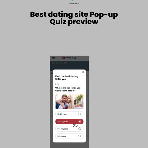 Engaging quiz feature design for product comparison website Design by DezainHub