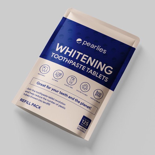 Design an attractive refill pack for a trendy new toothpaste tablet brand Design by farhanubaid
