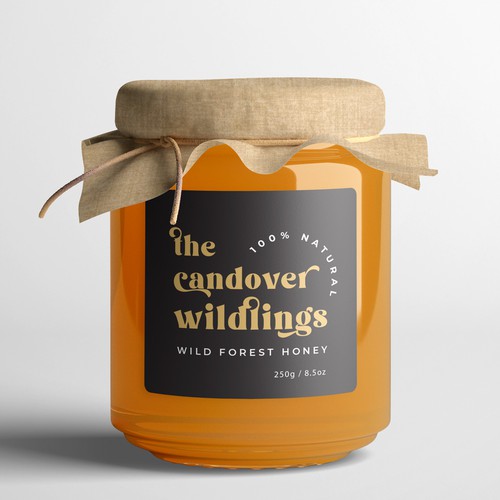 The Bees Need You! Wild Forest Honey Label Design. Design by Lady Goga