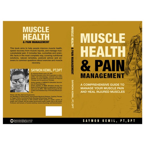 Book cover with a drawing images of the human anatomy combining muscles and bone structure. Design by rifally