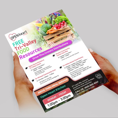 Flyer listing free food resources for the community Design by CREATIVE ARTIFLEX