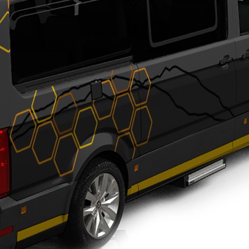 Honeycomb design for the exterior of our private camper van Design by Nick T.