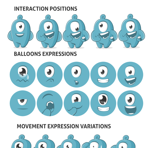 Create a fun character with a wide variety of emotions for a survey tool Design by Andre Lufe