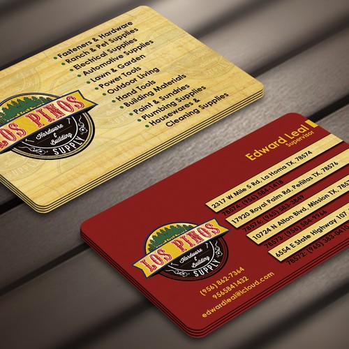 Design Los Pinos Hardware & Building Supply Business Card Contest! por Nerys Design™