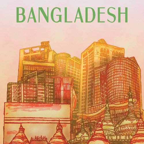 Skyline Wall Art Drawing of Bangladesh Design by dougandcolour