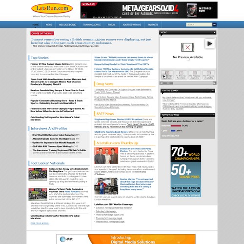 LetsRun.com Homepage Re-Design/Cleanup Diseño de superbdesign