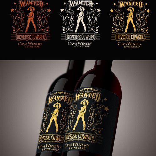 Reverse Cowgirl Wine label Design by Richi_Barba