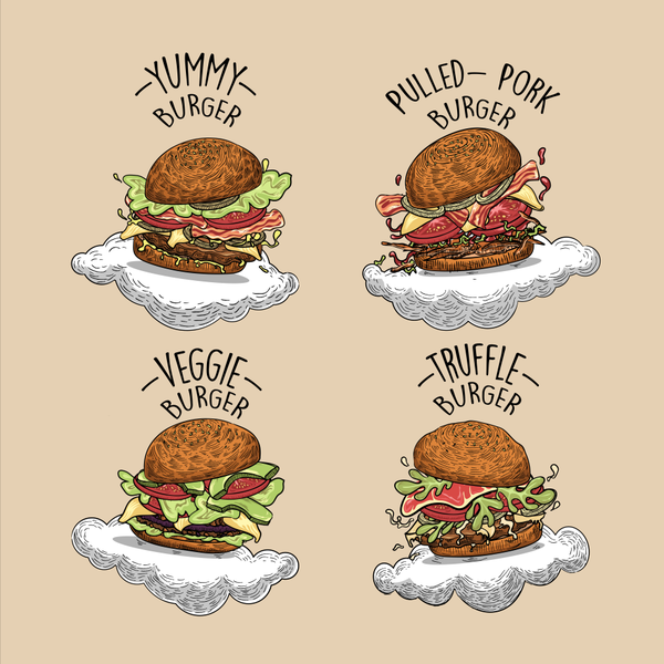 Hamburger illustrations for a restaurant