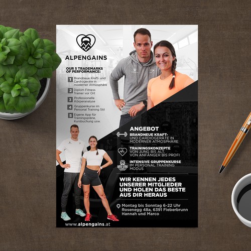 a5 poster design for special gym in the mountains / Community & Training... Design by ektadevesh