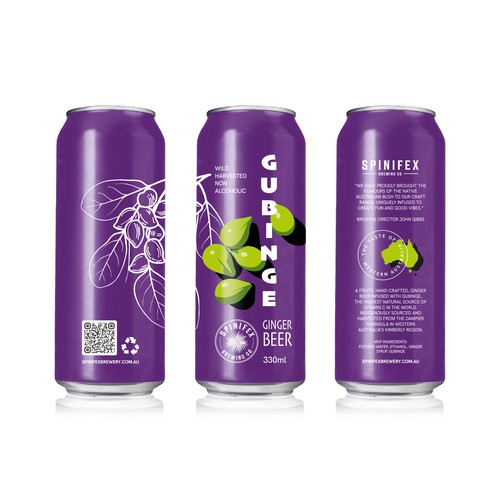 We need a vibrant label for our Wild Harvested Gubinge (Kakadu Plum) infused Ginger Beer Design by AprilFish