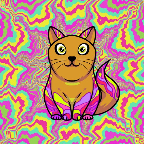 Psychedelic Cats Auto Generated Trading Cards to raise money for Cat Rescue Design por Amieru
