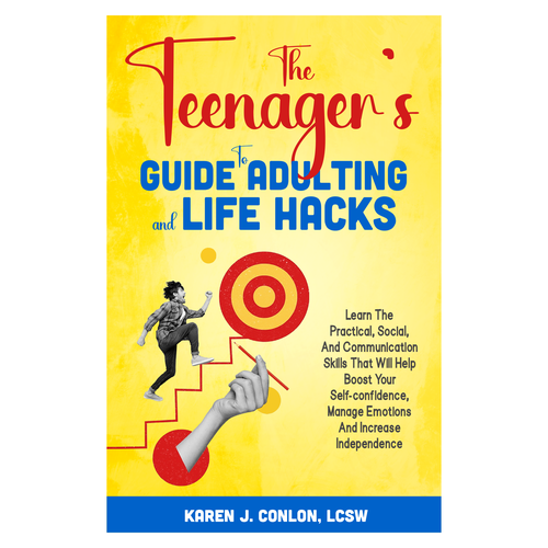 Design a cool and fun book cover for a book that focuses on teaching life skills to growing teenagers ages 13-17 Design by kalatim