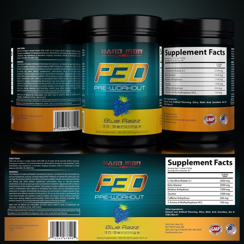 Design a PreWorkout Supplement Label for Hard Iron Labs Product