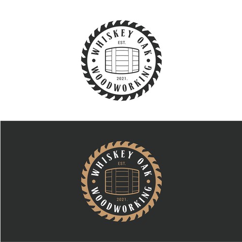 Powerful, vintage, whiskey inspired logo for woodworking company-ontwerp door Umetnick