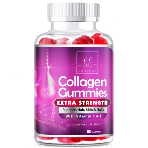 Hello Lovely needs a Collagen Gummies product label Design by agooshe