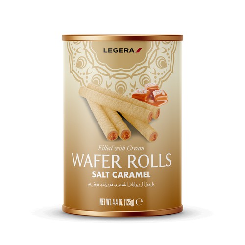 LEGERA Wafer Rolls Pack 125 gm - Salted Caramel Design by Gustavo RV