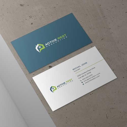 Modern Business Cards for Active Rest Properties Design by Saman Osama