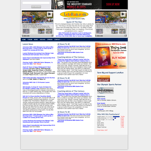 LetsRun.com Homepage Re-Design/Cleanup Diseño de Freak Designs
