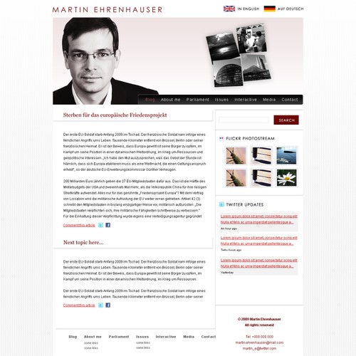 Wordpress Theme for MEP Martin Ehrenhauser Ontwerp door Mokkelson