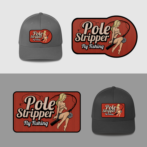 Create a fun, retro logo of a pin-up girl with a fly fishing rod, Logo  design contest