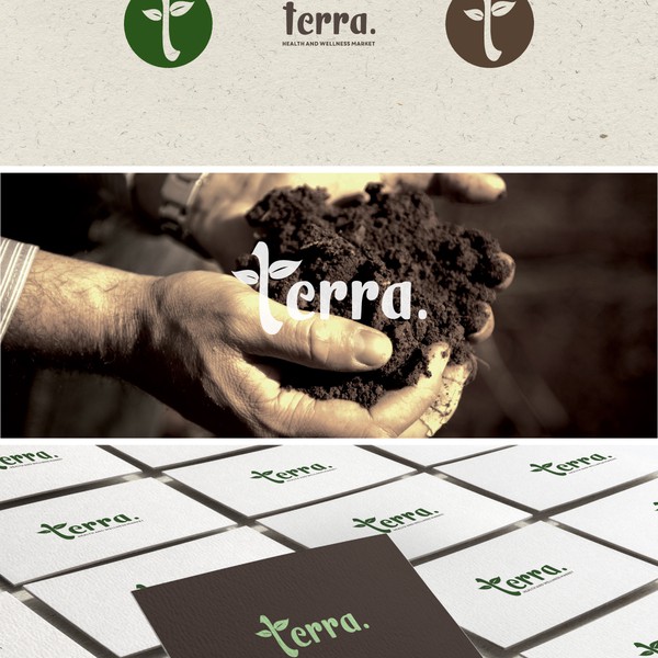 Create a logo for a new natural foods and supplement store called "terra.".