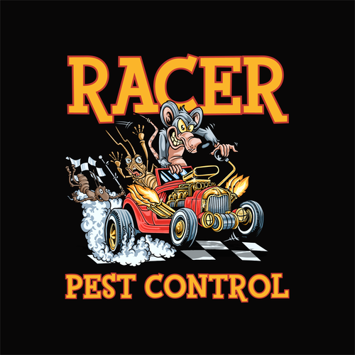 Design a cartoonish "Racing Pest at finish line" to promote our new pest control company Design by Hadeboga Studio