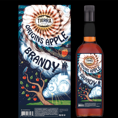 Wanted: an image forward and colorful spirit bottle label design for Apple Brandy release Design by Giulio Villa