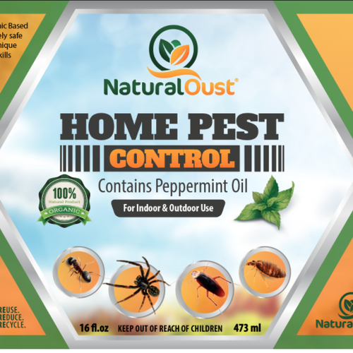 Create a label for a 16oz spray bottle for Natural Oust. This label is