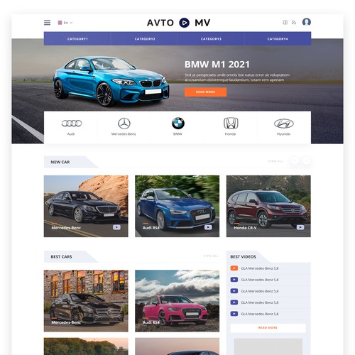 Designs | News / Videos Landing - Blog page (Cars) - Desktop design ...