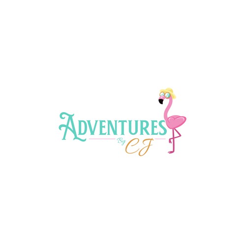 travel agency logo: high end clients & families, Logo colors: teal, pink & gold, logo wants: heart & flamingo Design por Gwydion ♦