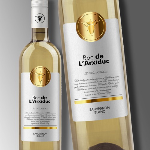 Design Design a modern White wine label for a vineyard in Mallorca di Debdutta*