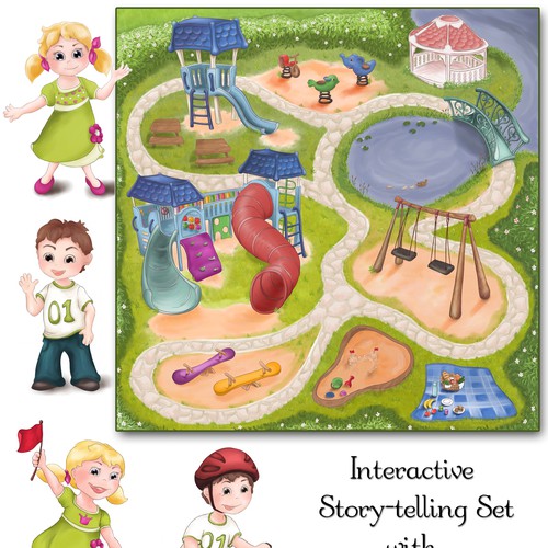 Create an interactive story telling set with board and characters Design by Hattifant