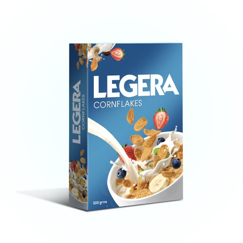 Premium cereal breakfast packaging (Corn Flakes) Design by sougatacreative