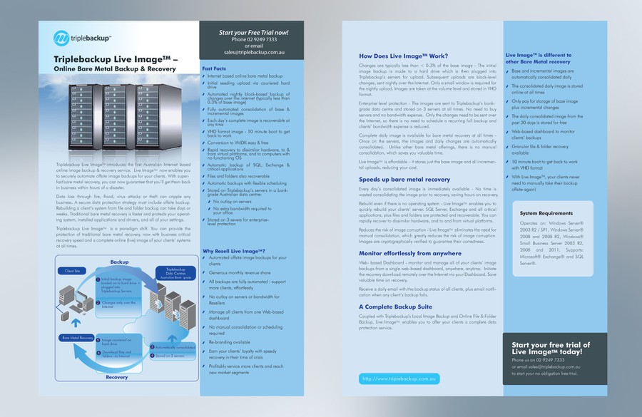 Triplebackup Needs A Brochure Data Sheet For A New