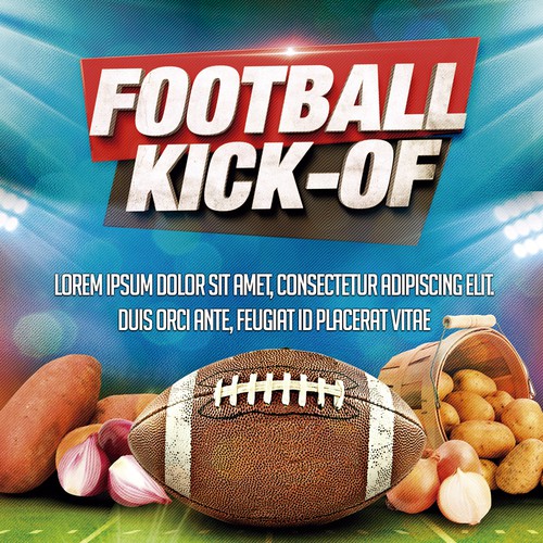 Design Promo Flyer that incorporates a football kickoff theme Diseño de Joabe Alves