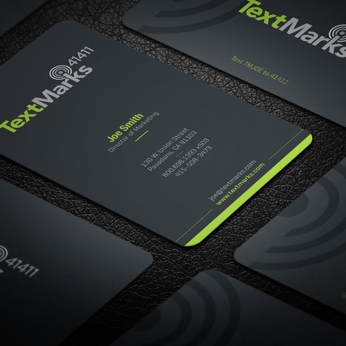 Create new business cards for text message provider Design by Advero