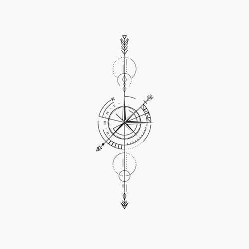 Design geometric arrow compass Tattoo Design by Anavic